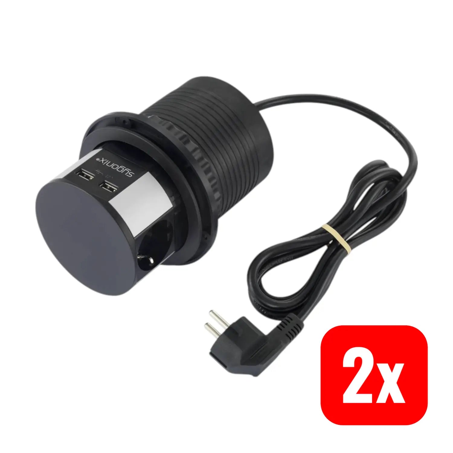 B-Ware Sygonix Sy 4780156 Steckdosenturm Schwarz Silber Schutzkontakt Steckdose 2 Stück