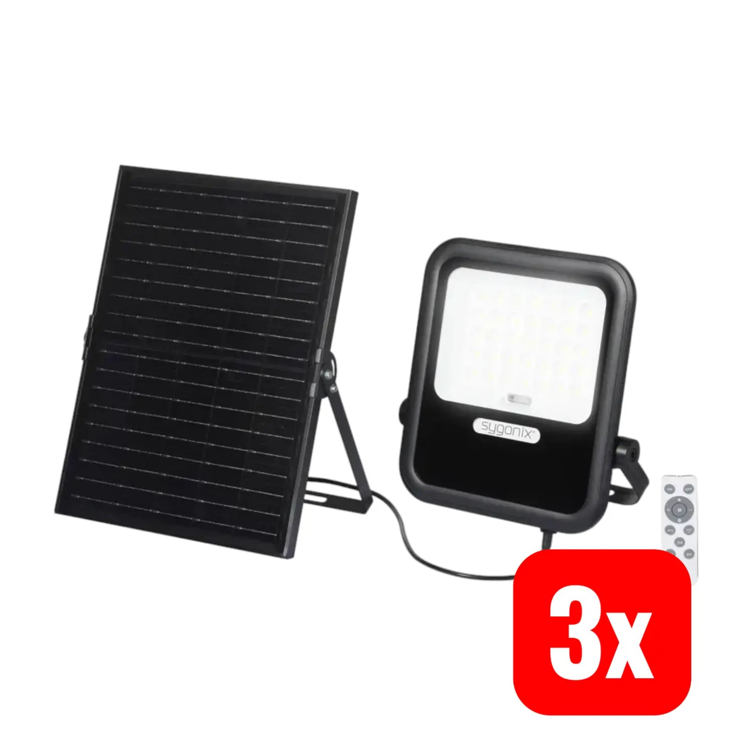 B-Ware Sygonix Strahler Fluter Solar Led Außenleuchte Fernbedienung Schwarz 3 Stück