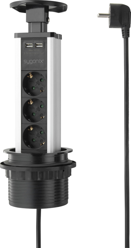 B-Ware Sygonix Sy 4737794 Steckdosenturm Mehrfachsteckdose Schwarz Silber 3 Stück