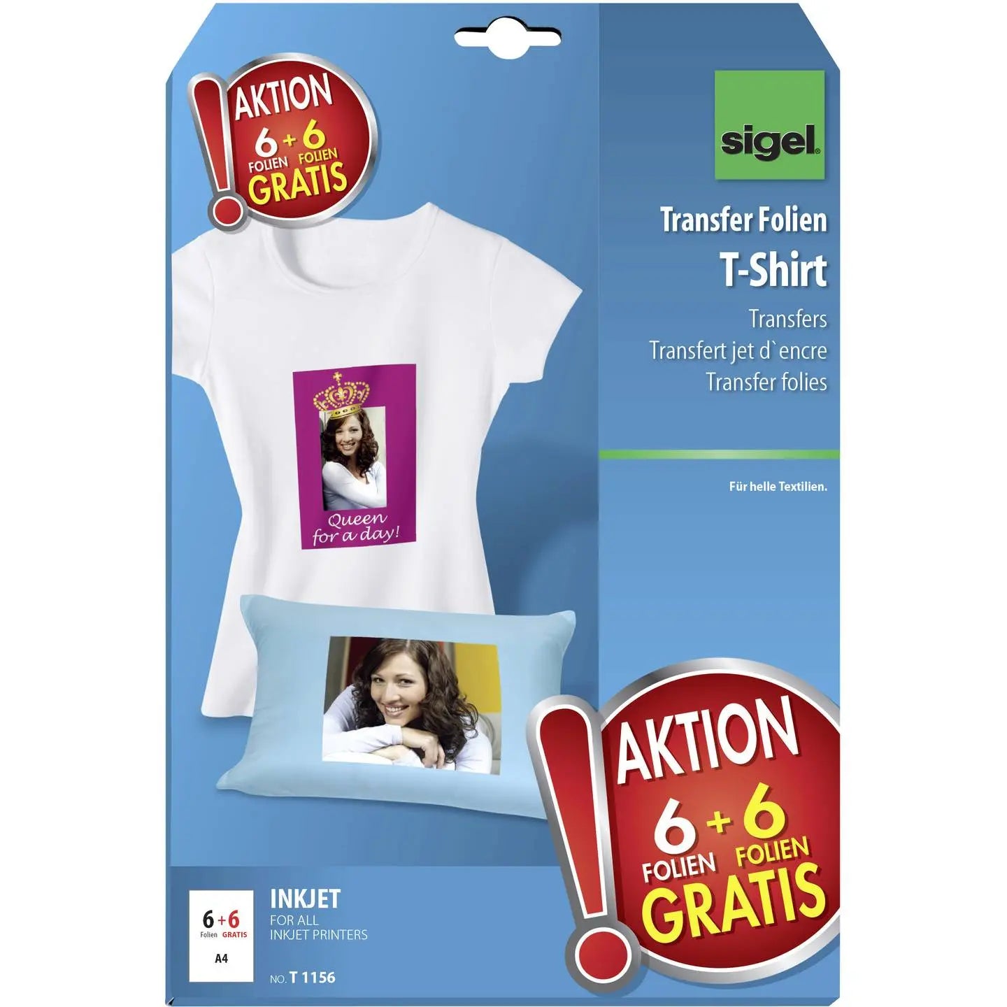 B-Ware Sigel T Shirt Transferfolien Textilfolien Helle Baumwolle 12 Stück Inkjet