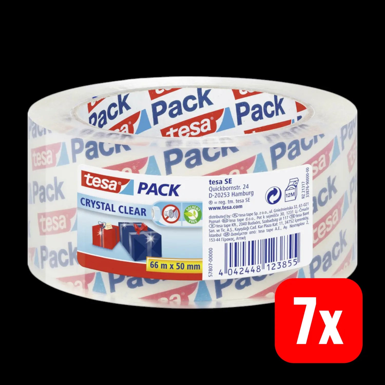 B-Ware Tesa Crystal Clear Packband Transparent Tesafilm Klebeband 66 M X 50 Mm 7 Stück