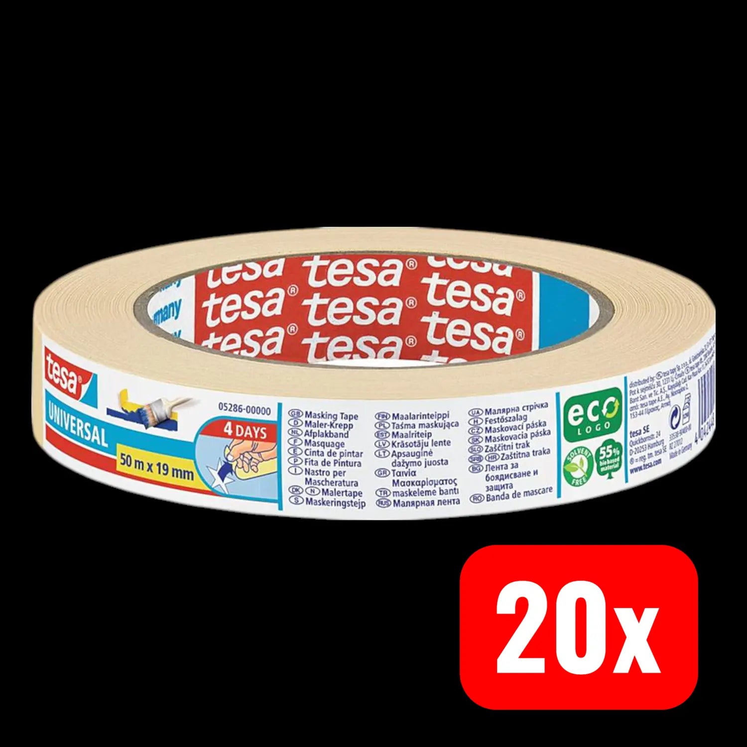 B-Ware Tesa 604765 Kreppband Krepp Beige 50 M X 19 Mm Rolle 50 M 20 Stück