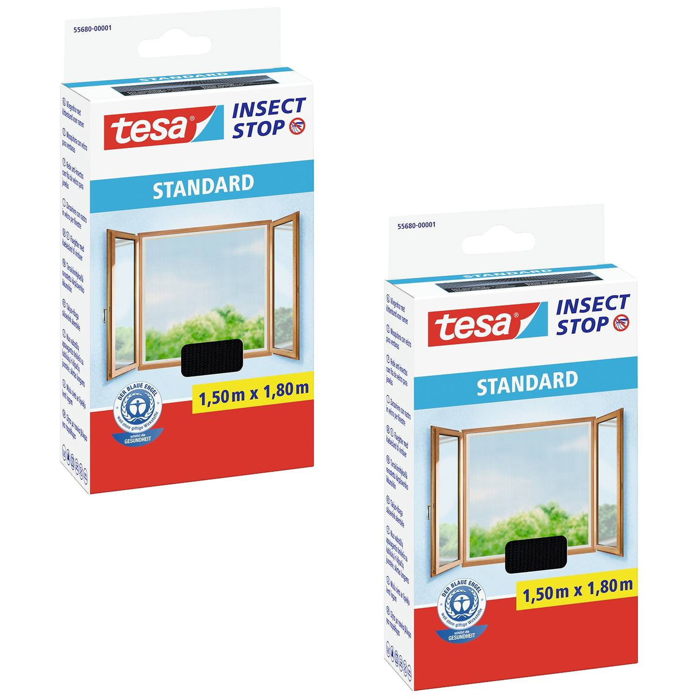 B-Ware Tesa Standard Fliegengitter Insektenschutz Fenster 150 Cm X 180 Cm Weiß 2 St.