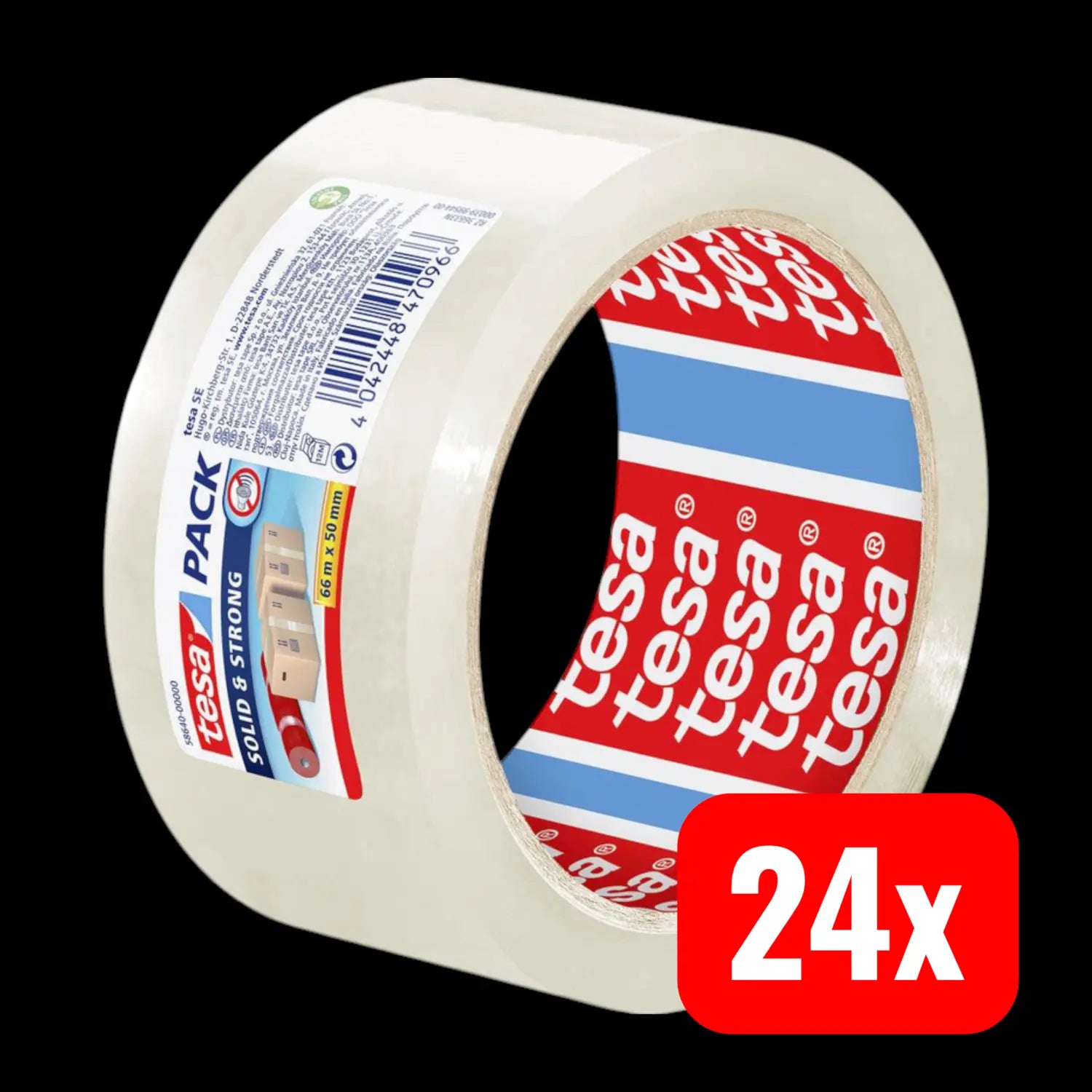 B-Ware Tesa Tesapack Solid & Strong Packband Transparent Rolle 66 M X 50 Mm 24 Stück