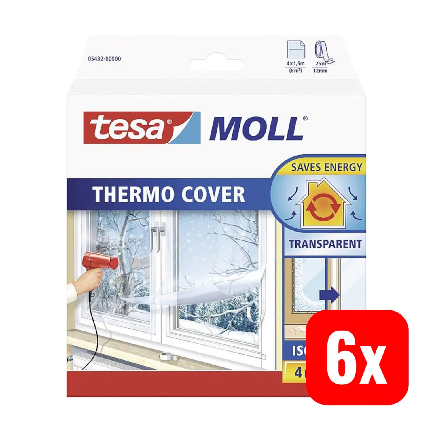 B-Ware Tesa 05432 00 Tesamoll Isolierfolie Thermo Cover Transparent 4 M X 1.5 M 6 Stück