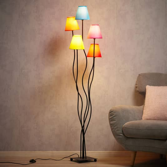 B-Ware Näve Textil Stehleuchte Colori Stehlampe Lampe Leuchte 230 V E14 5 Flammig Bunt