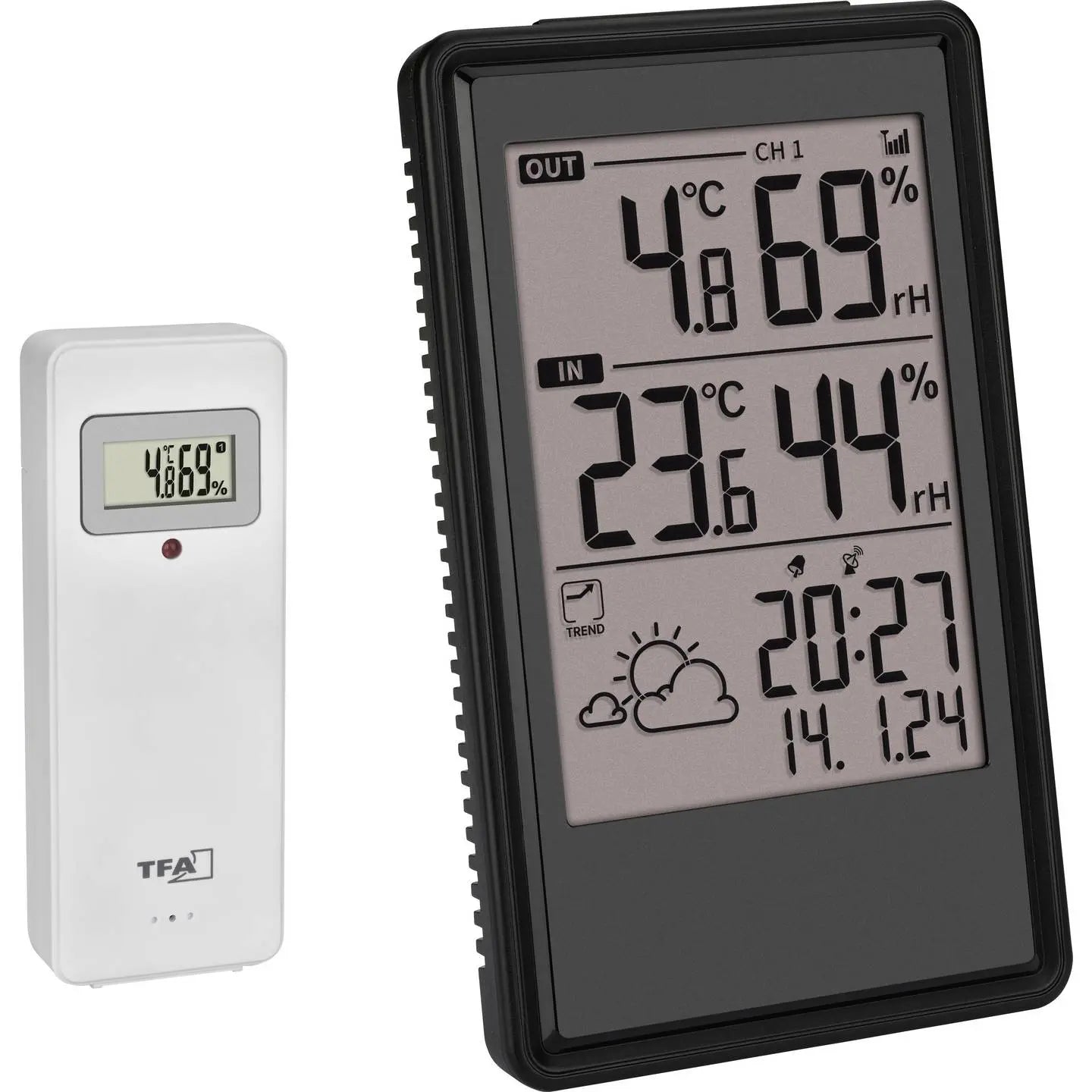 B-Ware Tfa Funk Wetterstation Thermometer Hygrometer Uhr Schwarz Außensender Vorhersage