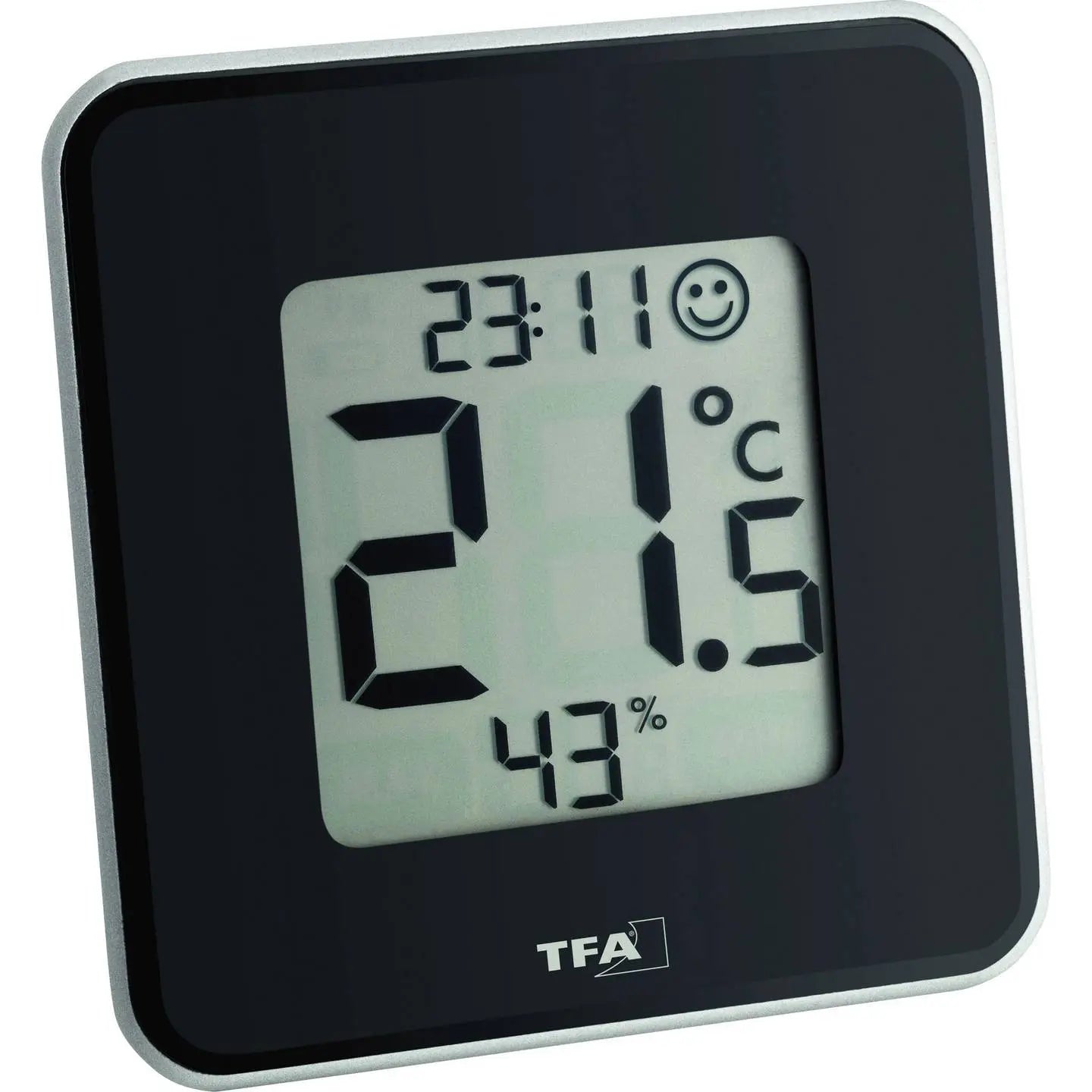 B-Ware Tfa Style Thermo /Hygrometer Innentemperatur Luftfeuchtigkeit Uhrzeit Schwarz