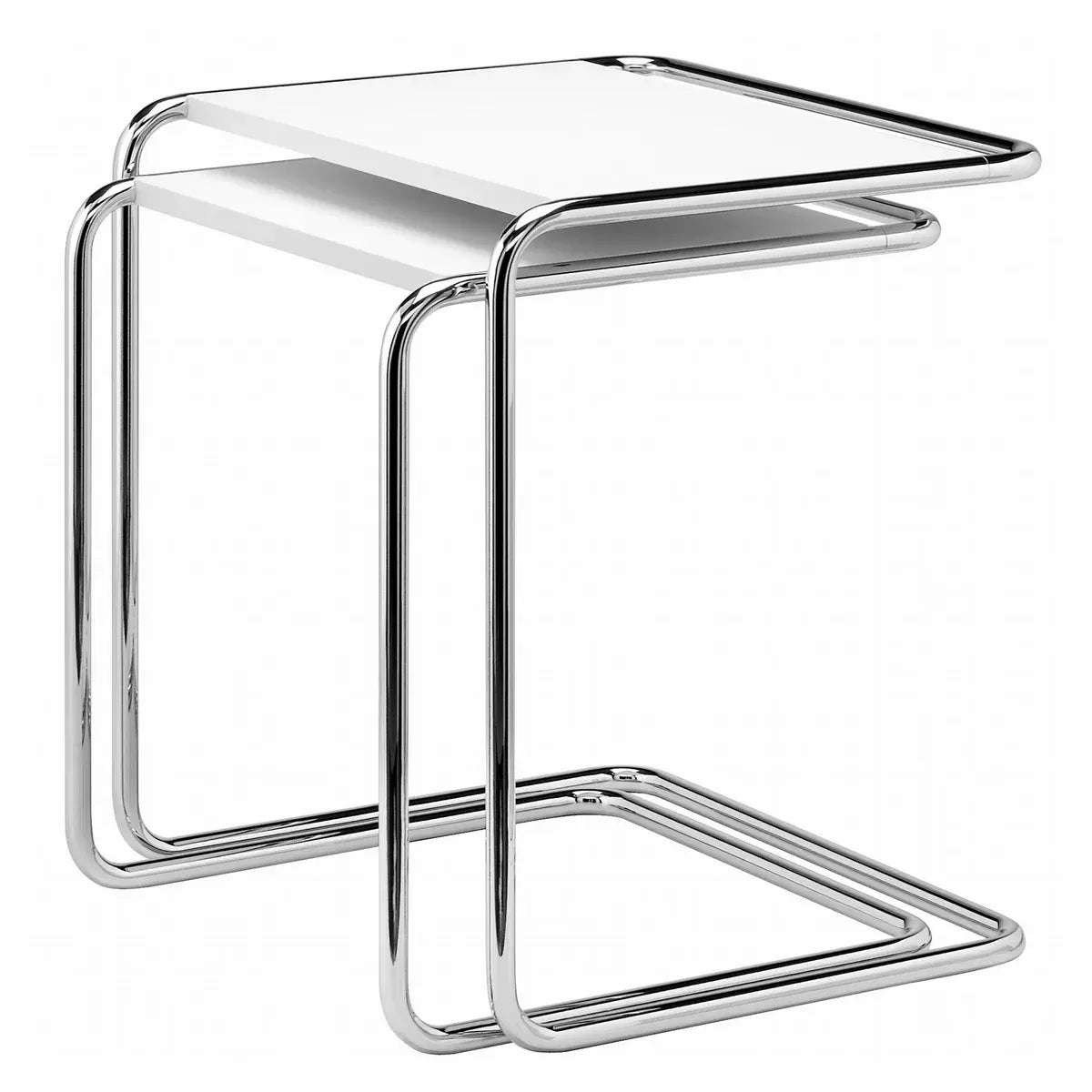B-Ware Thonet Satztisch Set Beistelltisch Tisch B 97 Chrom Reinweiß Ral 9010 Set