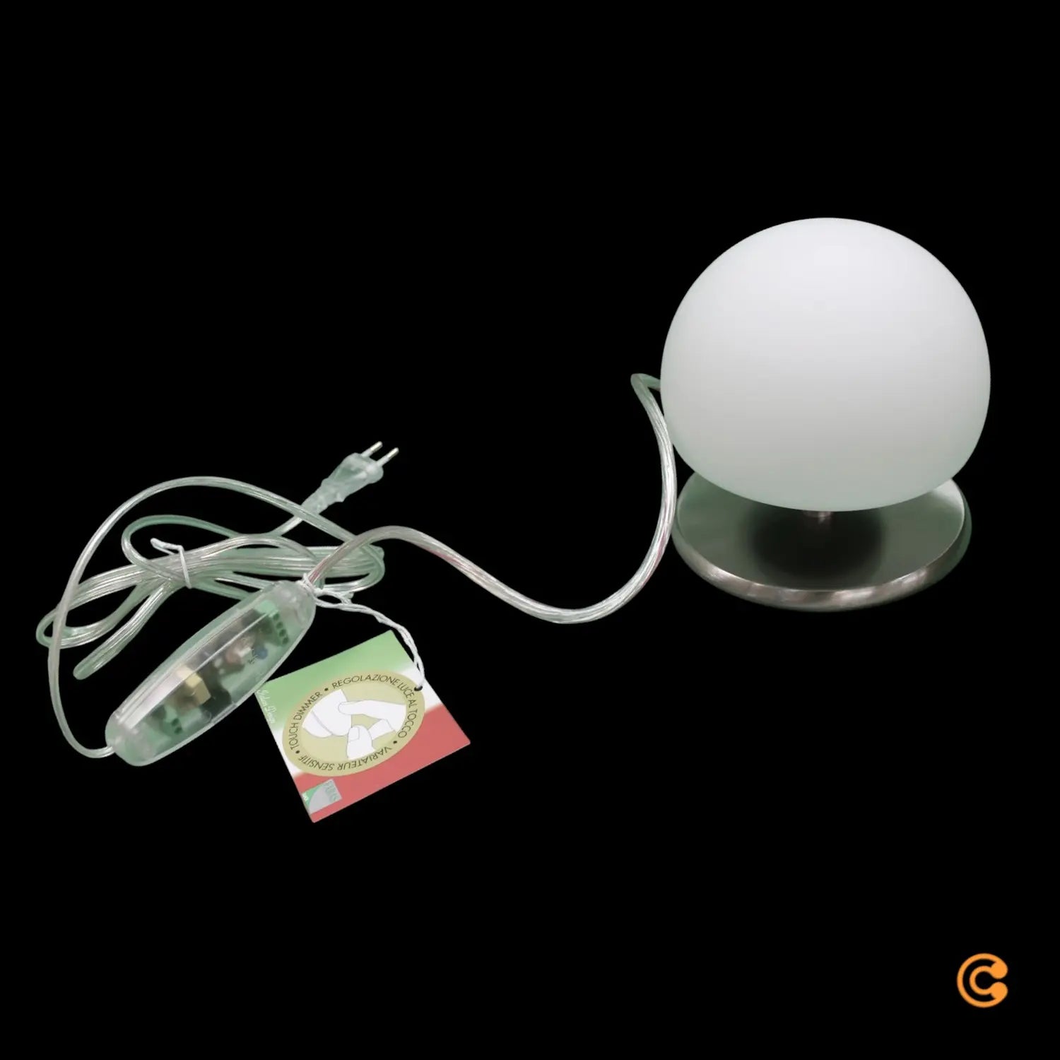 B-Ware Fabas Luce Tischleuchte Tischlampe Morgana Touchdimmer Weiß Nickel Glas Metall