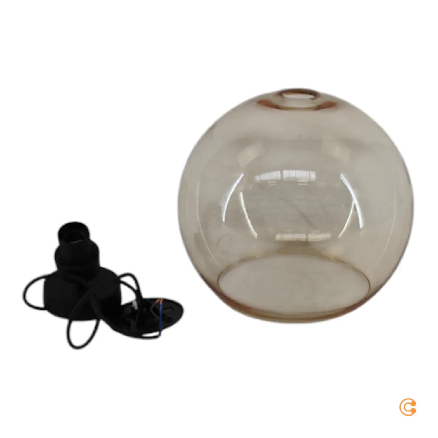 B-Ware Tk Lighting Cubus Pendelleuchte Hängelampe ø 30 Cm Schwarz Bernstein Glas E27