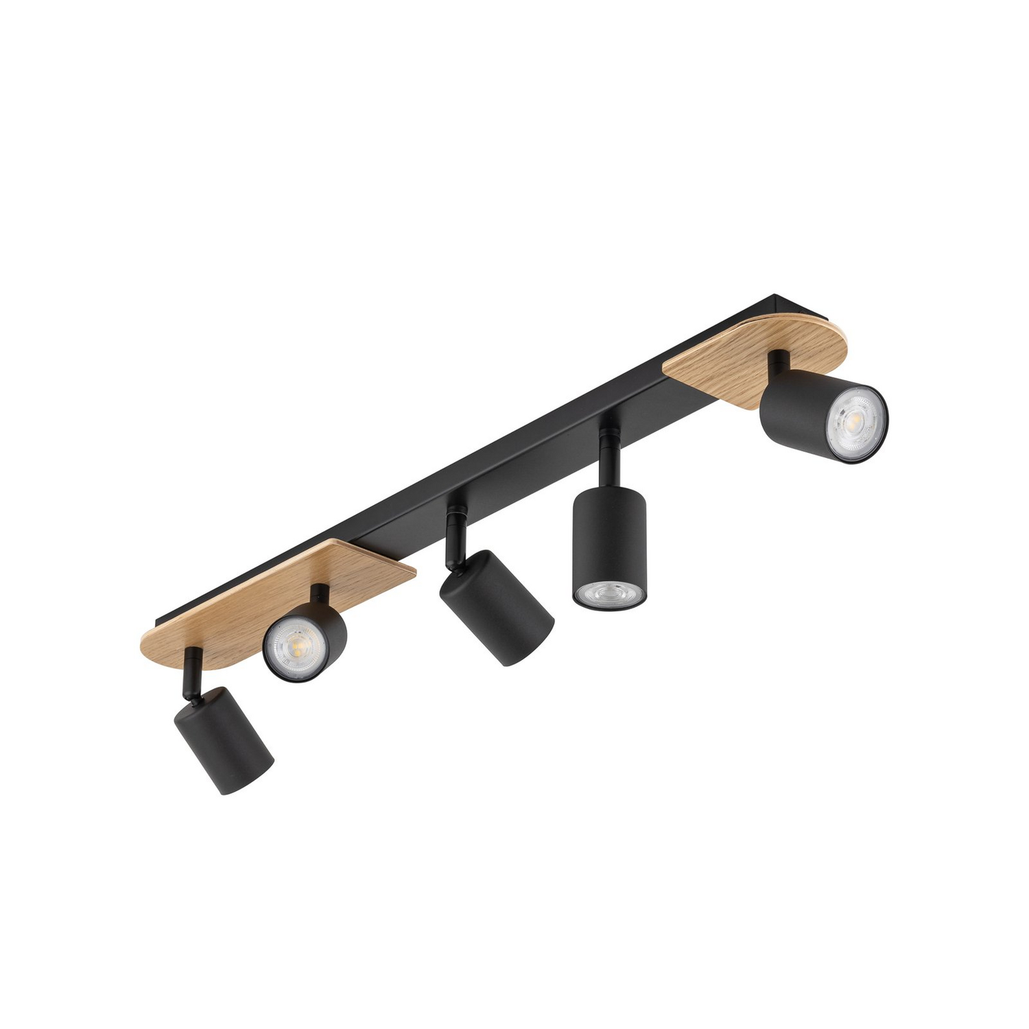 B-Ware Tk Lighting Deckenspot Lampe Led Gu10 Schwarz Holz Hell Fünfflammig Holz Stahl