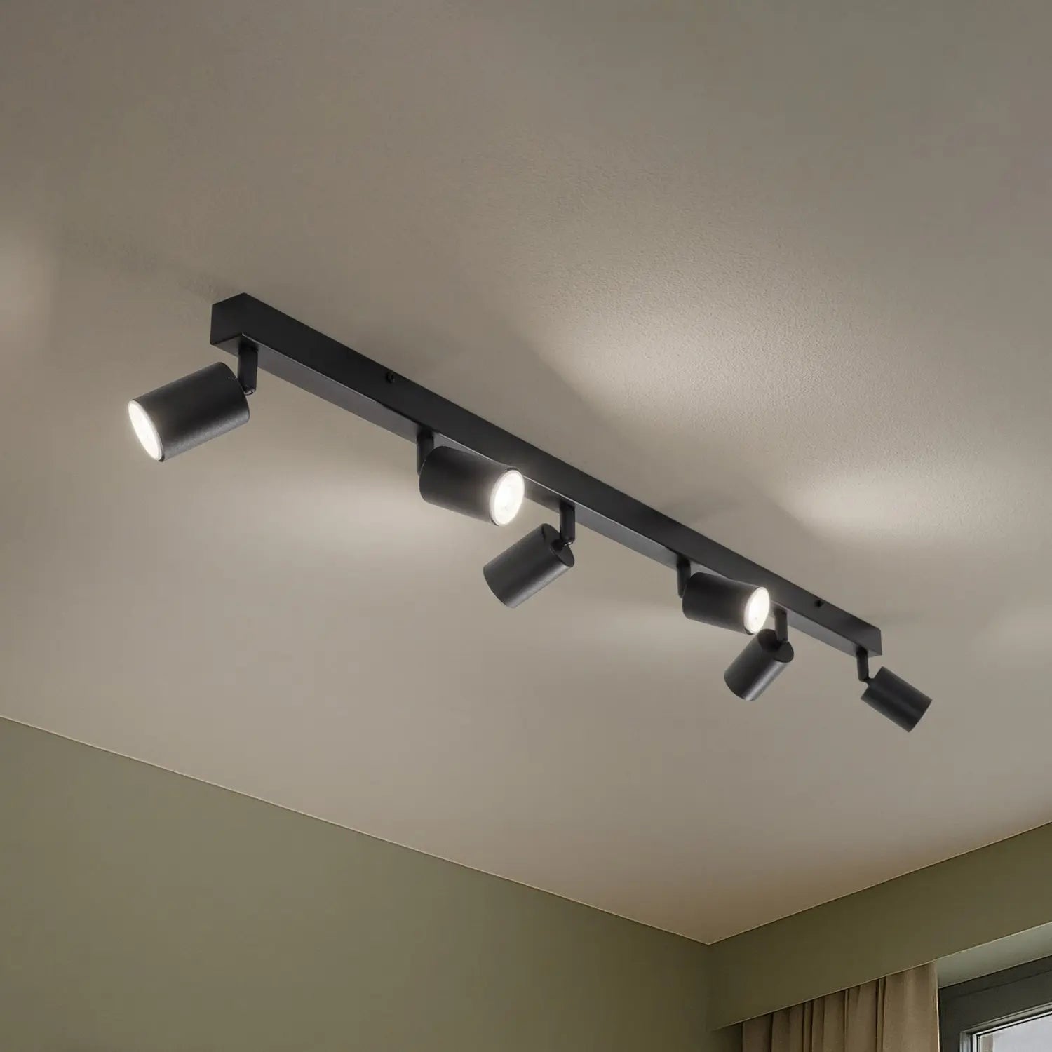B-Ware Tk Lighting Deckenstrahler Top, Schwarz, 127 Cm, 6 Flg., Metall, Gu10