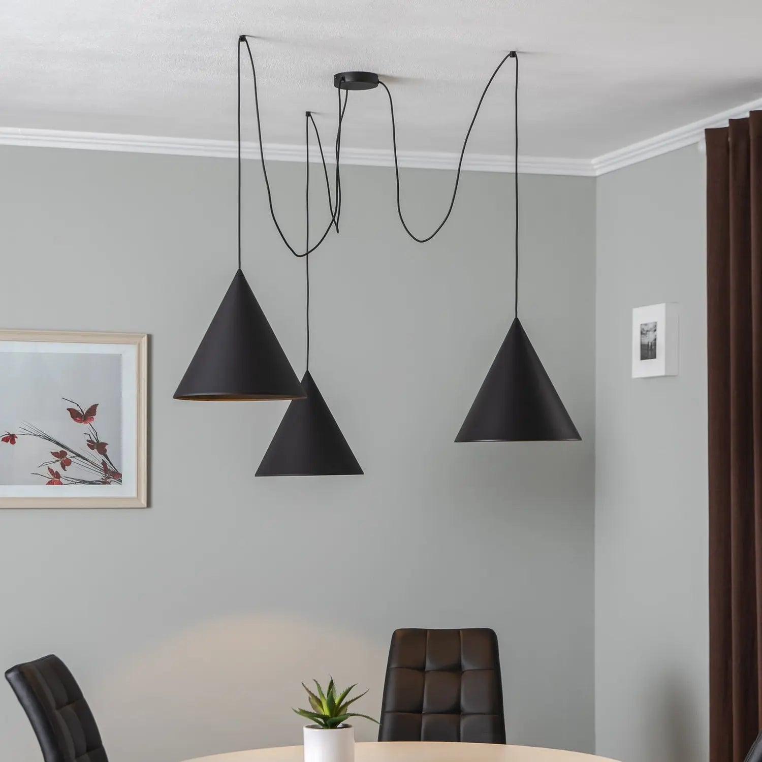 B-Ware Tk Lighting Pendelleuchte Hängelampe Cono Stahl Schwarz Matt 3 Flg Siehe Text