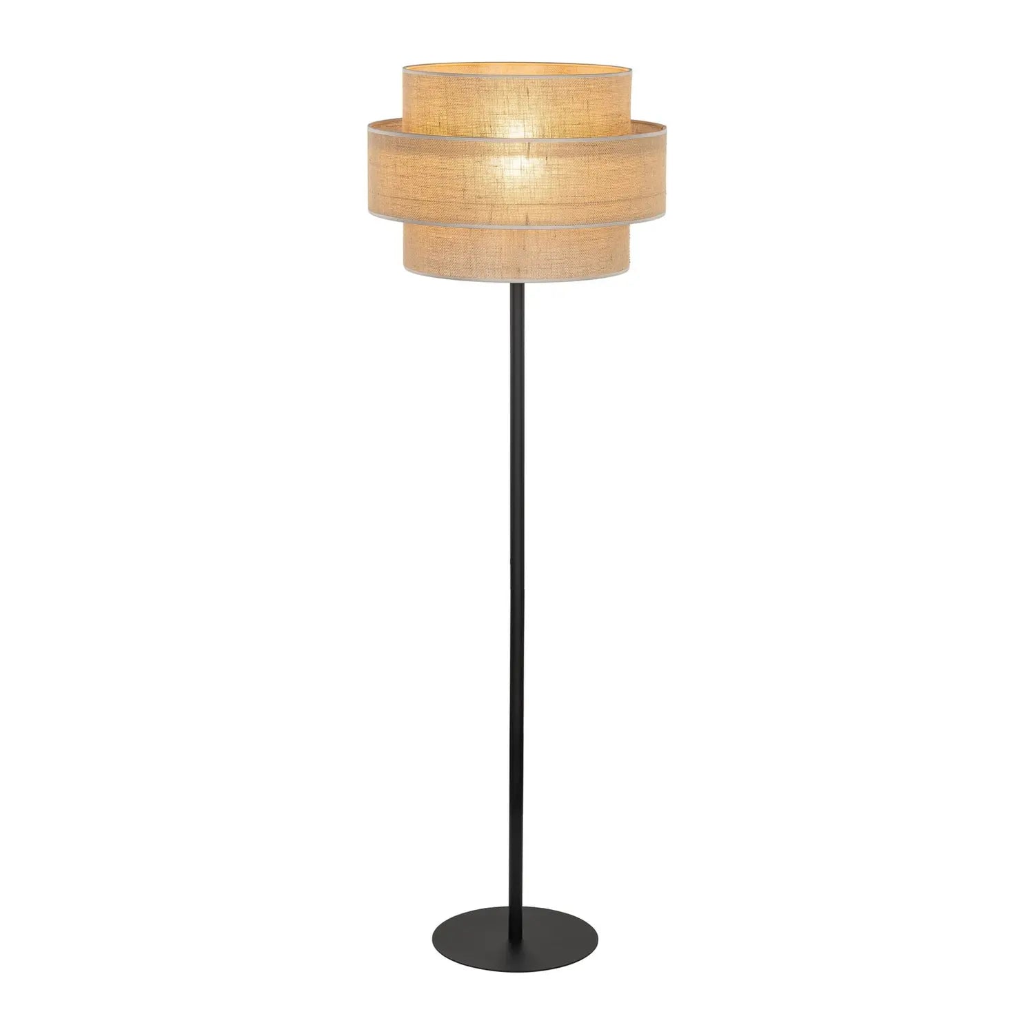 B-Ware Tk Lighting Stehleuchte Calisto Jute Zylinder Natur Textil Schwarz 155cm E27 Led