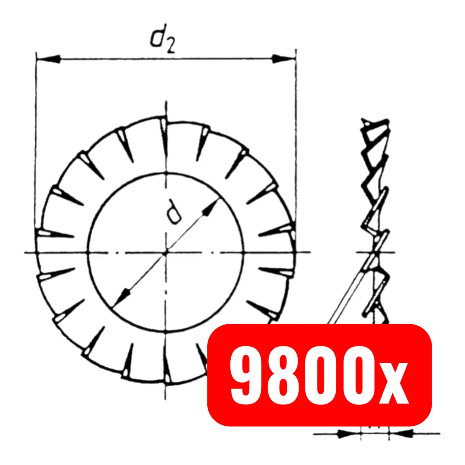 B-Ware Toolcraft Fächerscheiben Innen 3.2mm M3 Din 6798 Federstahl 9800 Stück