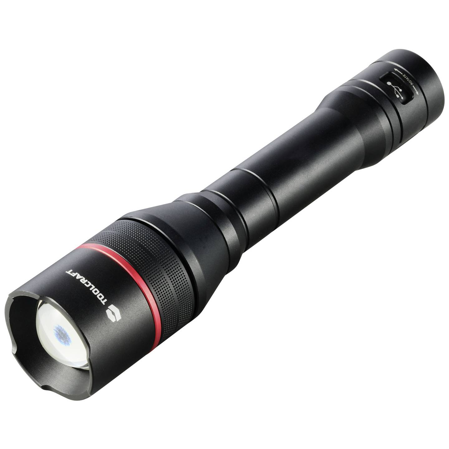 B-Ware Toolcraft Handlampe Taschenlampe Usb C Schwarz Rot Verstellbar Powerbank Led
