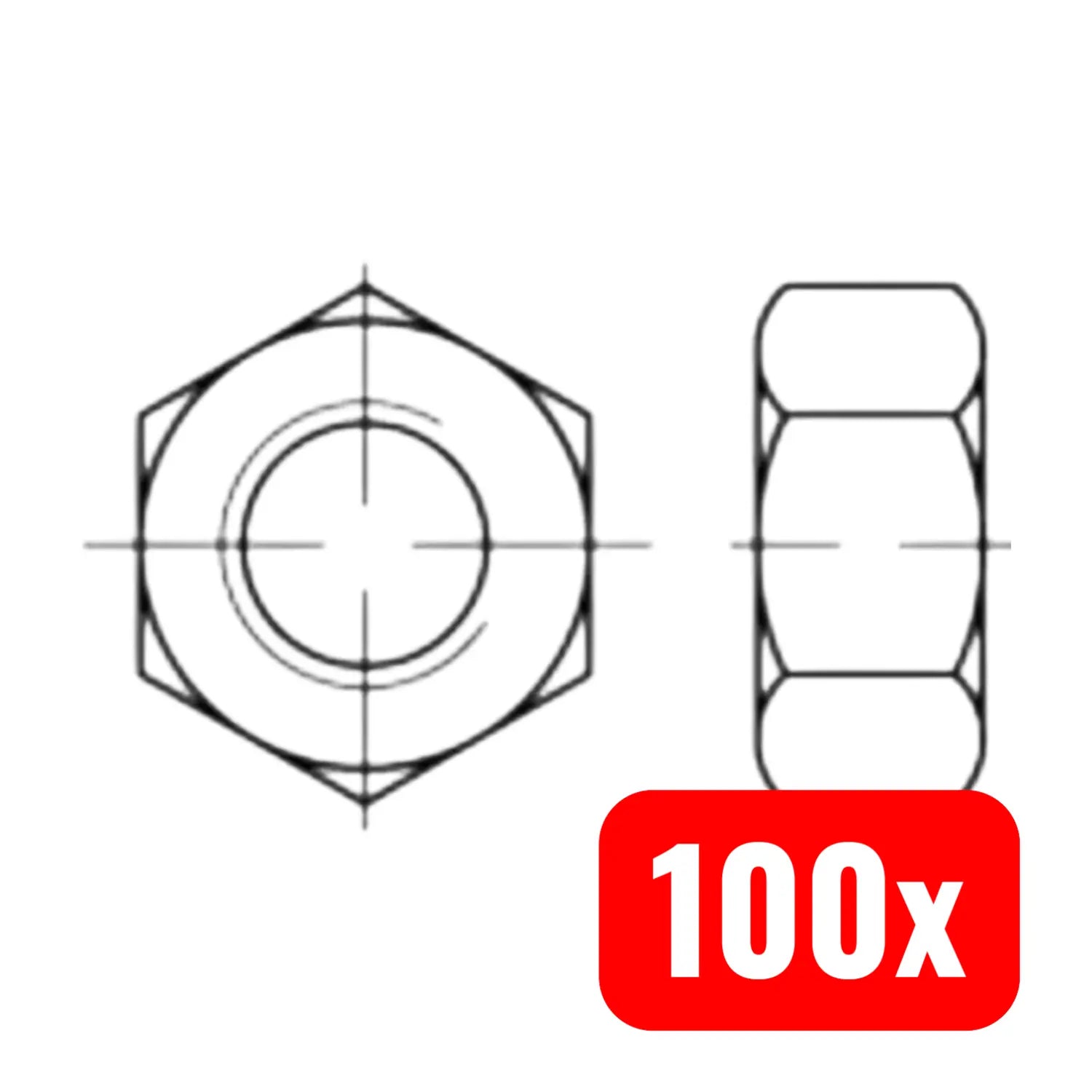 B-Ware Toolcraft Sechskantmuttern Muttern Mutter M16 Iso 4032 A2 Edelstahl 100 Stück