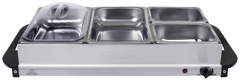 B-Ware Tristar Buffet Servierer Heizplatte Edelstahl 300 W Buffetwärmer Warmhalteschale