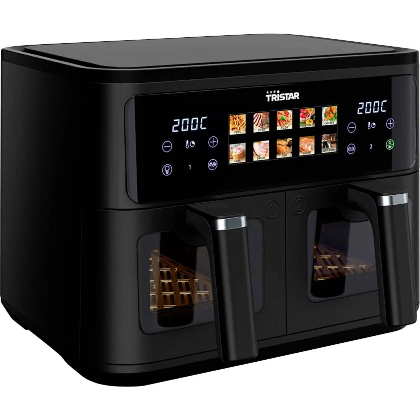 B-Ware Tristar Heißluftfritteuse Fritteuse Doppelkorb Airfryer Schwarz Grillrost 9 L