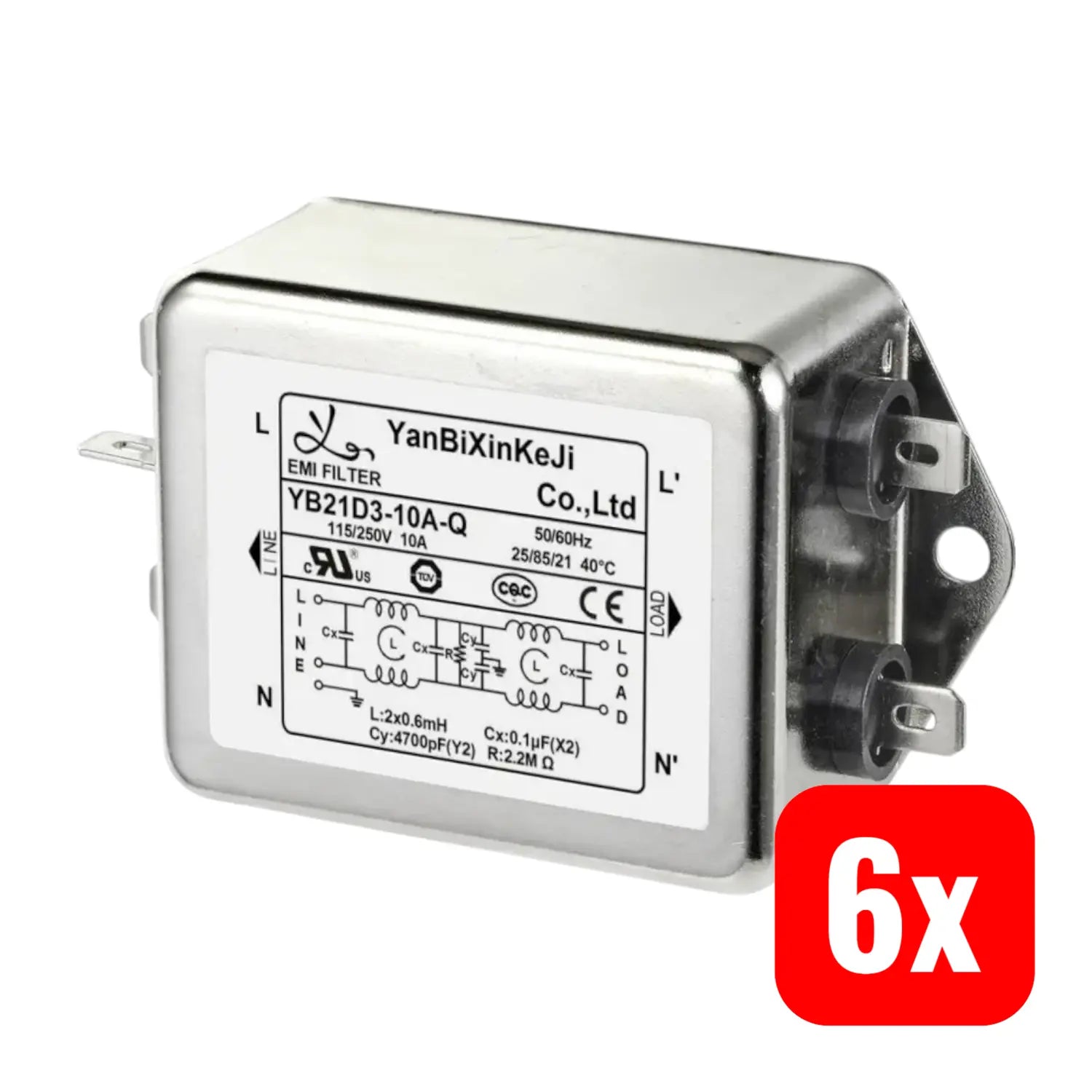 B-Ware Tru Components Entstörfilter Netzfilter Filter Stromfilter 250 V Ac 10 A 6 Stück