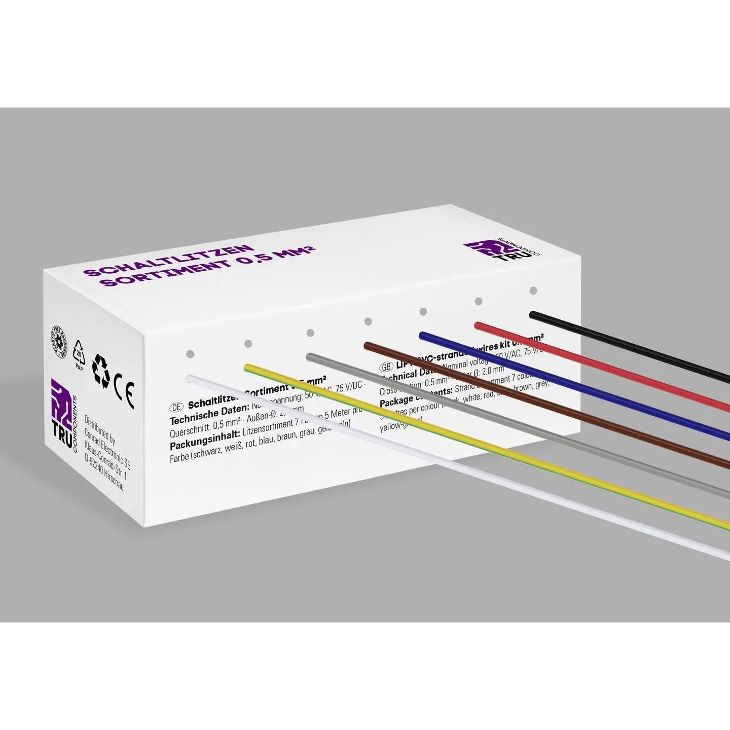 B-Ware Tru Components Litze Kabel Set Draht Sortiment Tc 12112360 0,5mm² 7 Farben Je 5m