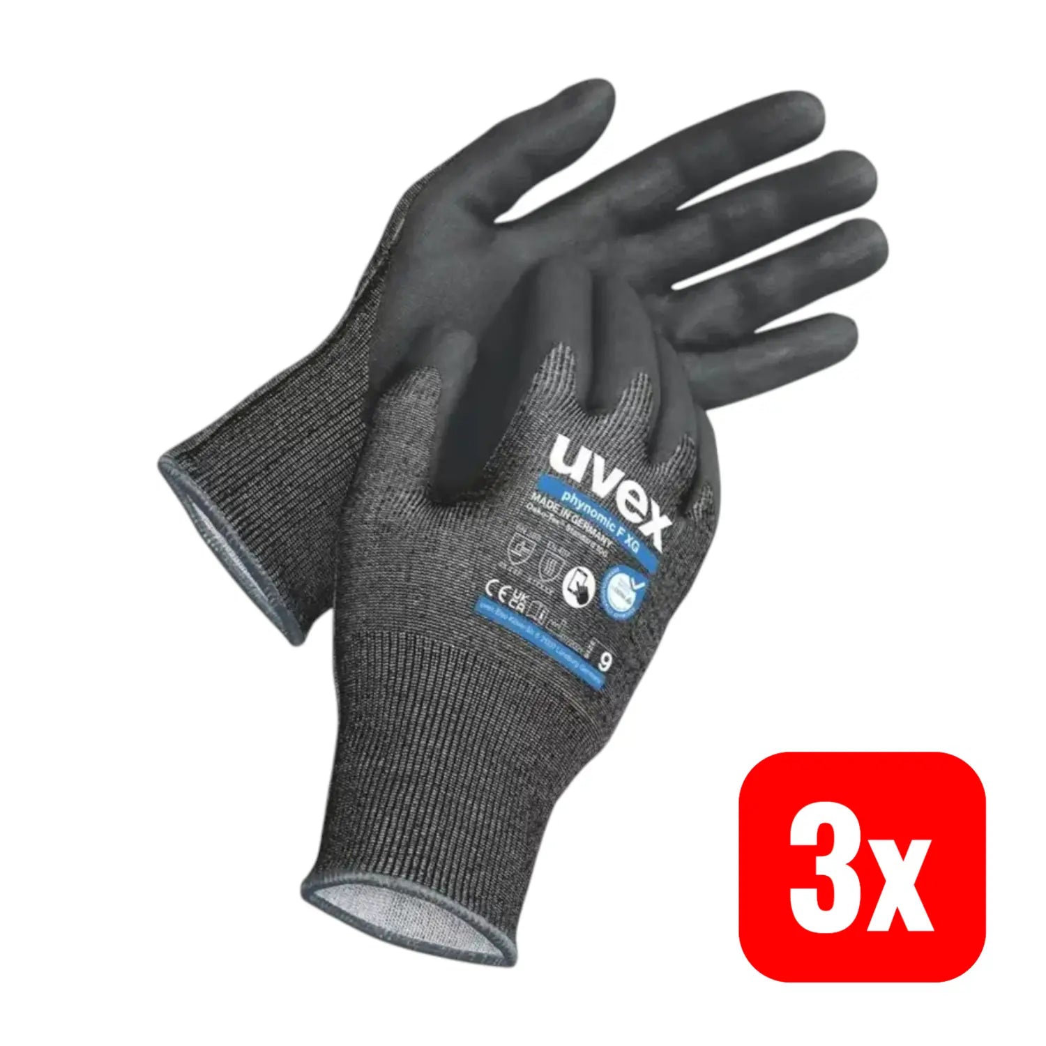 B-Ware Uvex Schnittschutzhandschuh Arbeitshandschuh Schwarz Größe 8 Phynomic 3 Paar