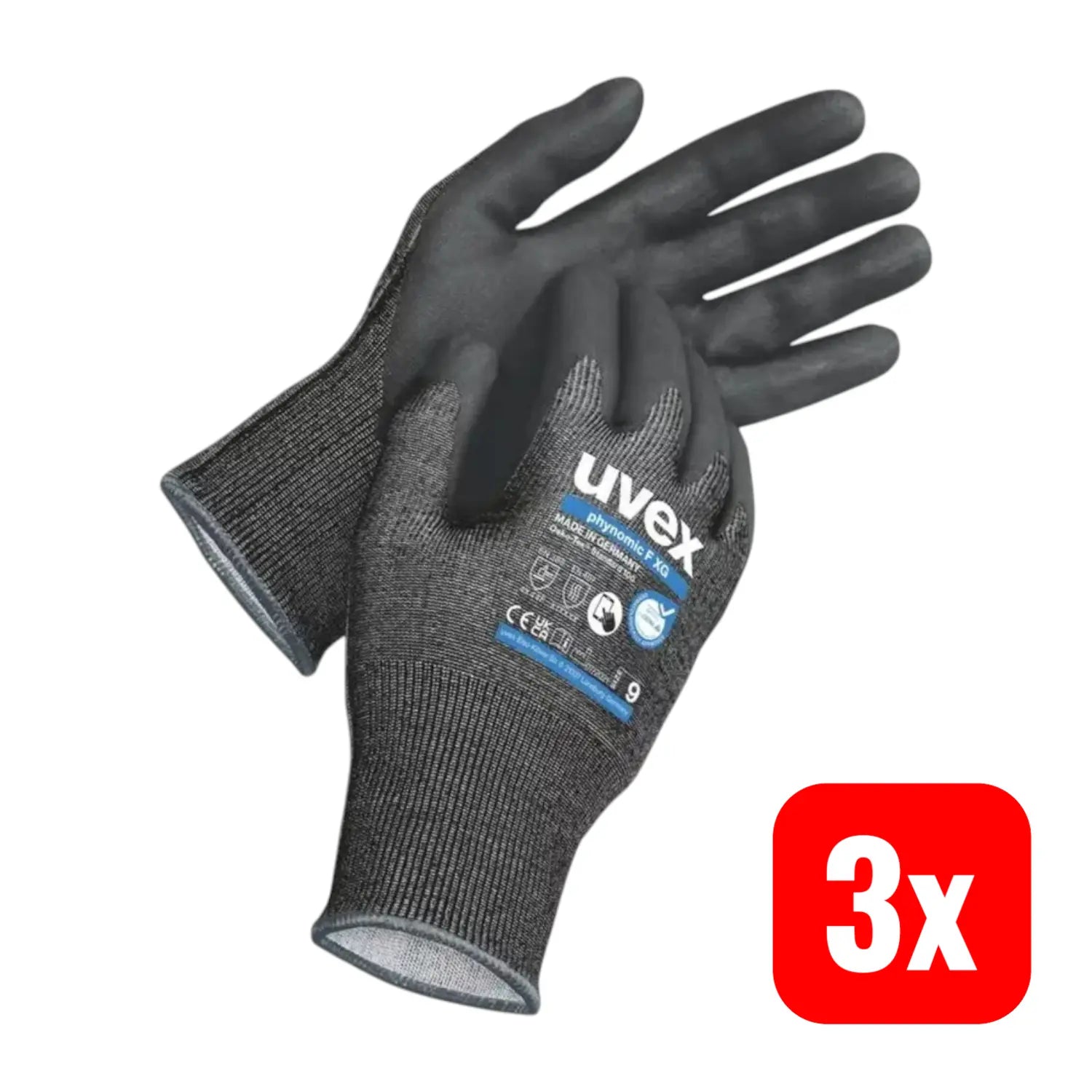 B-Ware Uvex Schnittschutzhandschuh Schutzhandschuh Phynomic Größe 9 Schwarz 3 Paar