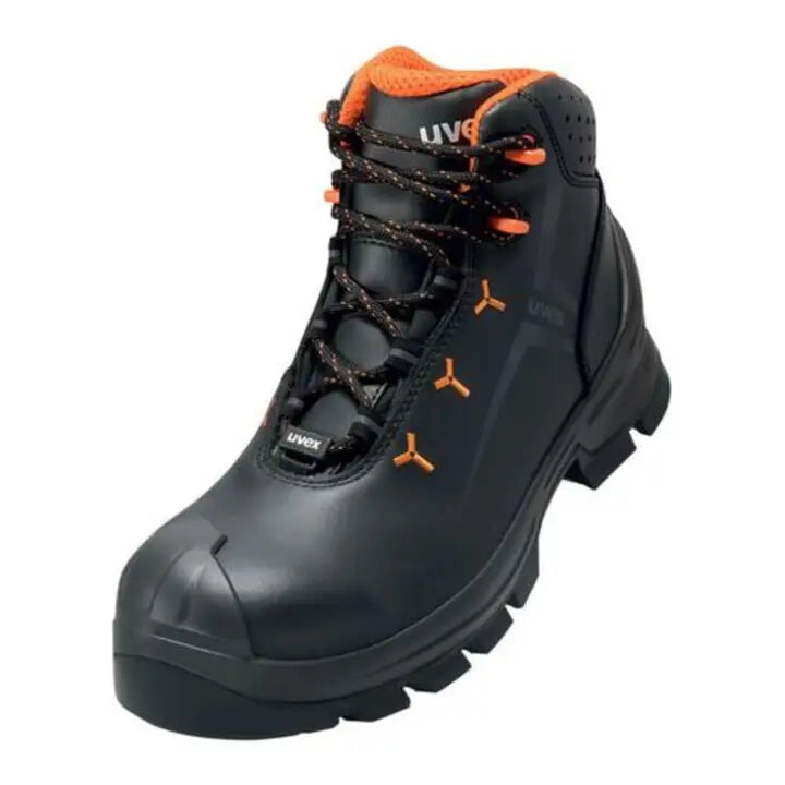 B-Ware Uvex Sicherheitsstiefel Arbeitsschuhe S3 Leder Kunststoffkappe Schwarz Größe 44