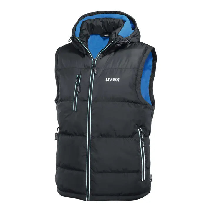 B-Ware Uvex Steppweste Weste Thermojacke Schwarz Blau Unisex Polyamid Polyester Größe M