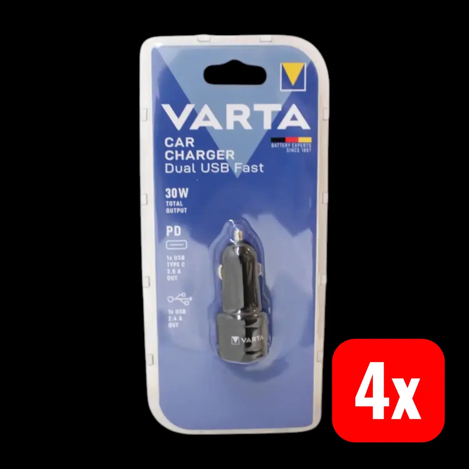 B-Ware Varta Auto Kfz Zigarettenanzünder Usb Ladegerät Schwarz 12 V 4 Stück