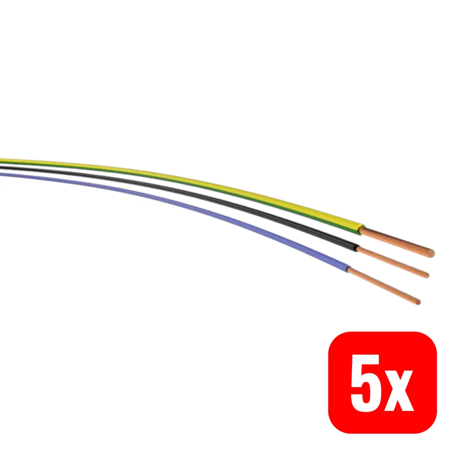B-Ware Ver Aderleitung Installationsleitung Kabel Kupfer H05 V K 0,5 Gelb 100 M 5 Stück