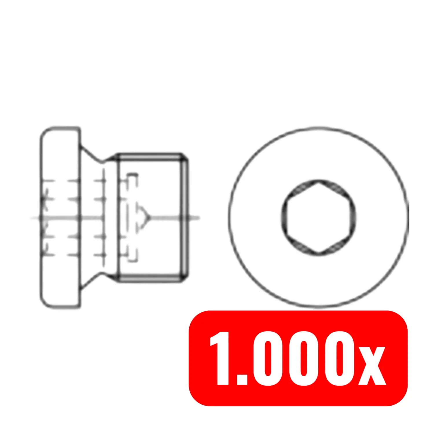 B-Ware Toolcraft 112726 Verschlussschrauben M10 Innensechskant Din 908 Stahl 1000 Stück