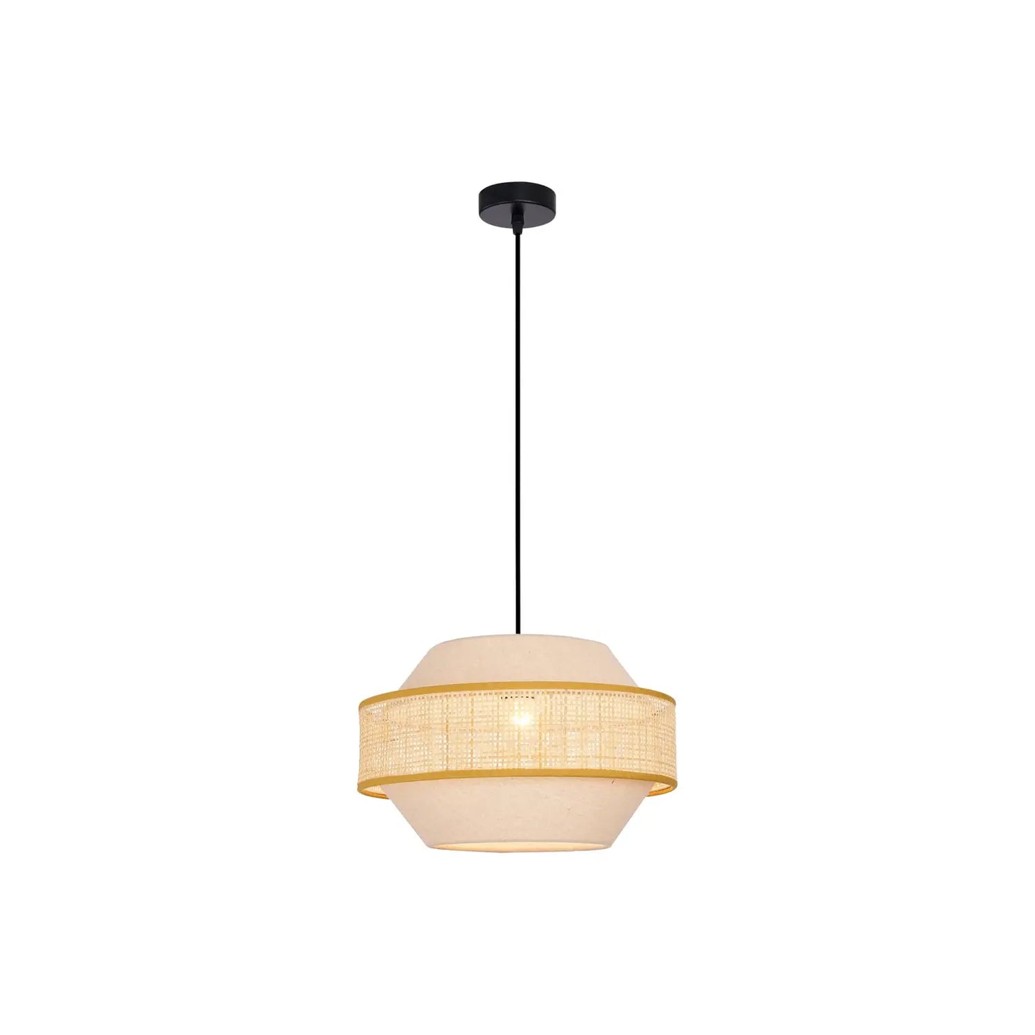 B-Ware Viokef Pendelleuchte Hängelampe Erica Rattan Textil Beige Schwarz E27 Led ø 35cm