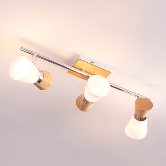 B-Ware Lindby Vivica 3 Flammige Deckenlampe Mit Holzelementen Deckenleuchte Deckenlicht