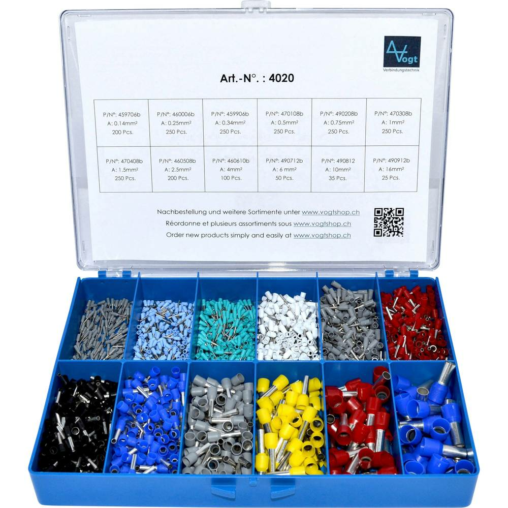 B-Ware Vogt Verbindungstechnik 4020 Aderendhülsen Sortiment 0.14 Mm² 16 Mm² Bunt