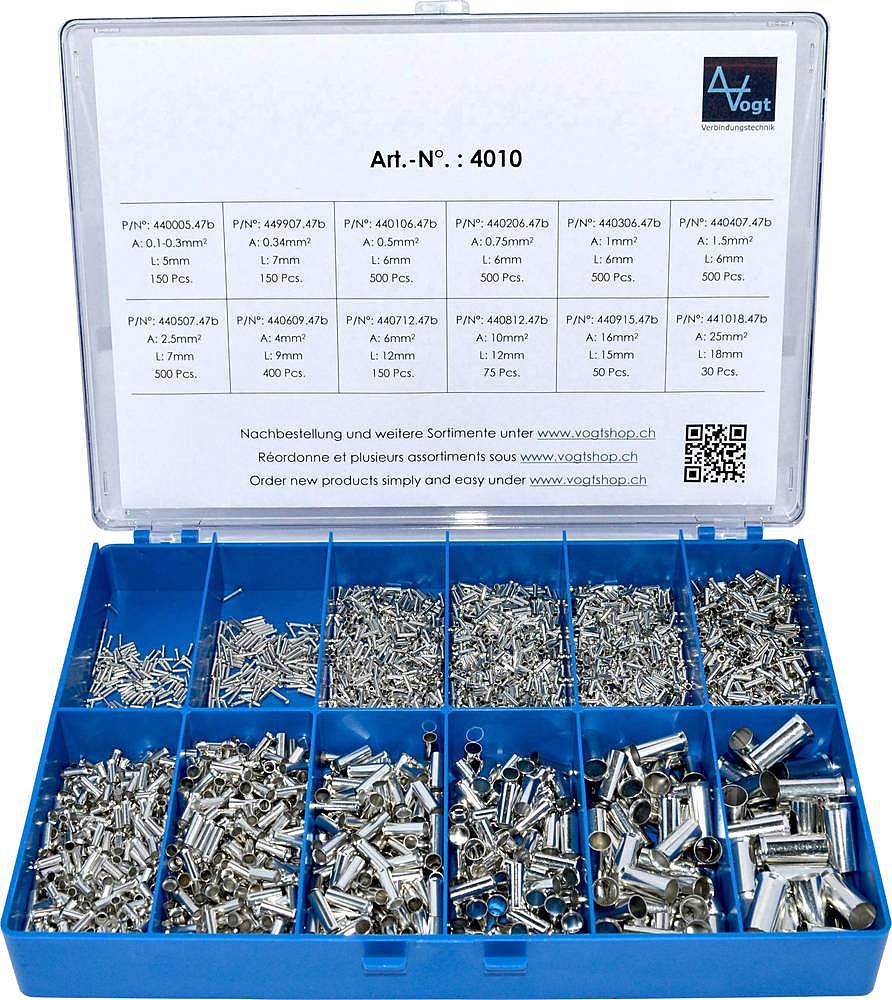 B-Ware Vogt Verbindungstechnik Aderendhülsen Sortiment 4010 Silber 3405 St.