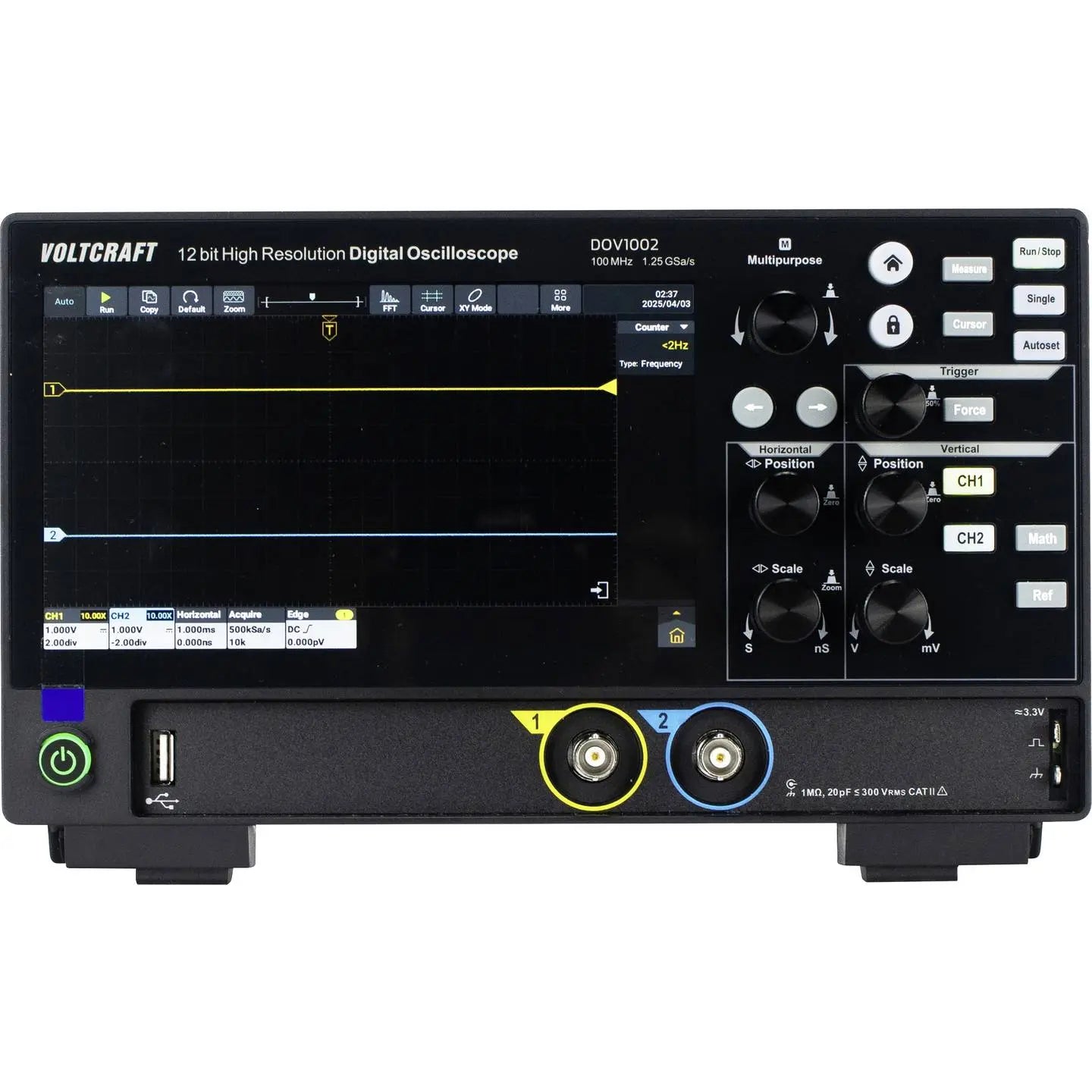 B-Ware Voltcraft Digital Oszilloskop Speicheroszilloskop Dov1002 Lcd Touch 2 Kanal