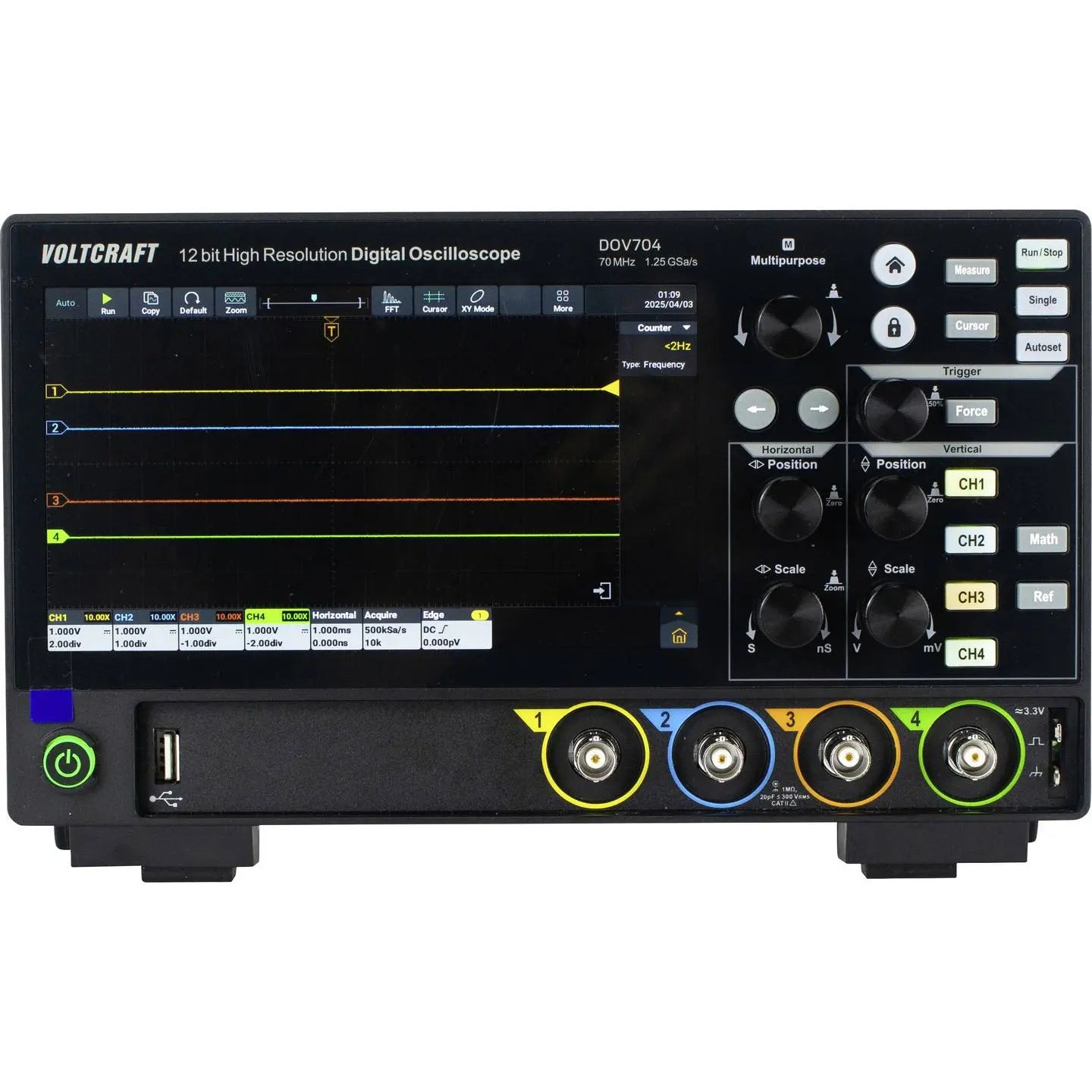 B-Ware Voltcraft Oszilloskop Messgerät Digital Oszil Dov704 Lcd Touchscreen 4 Kanäle
