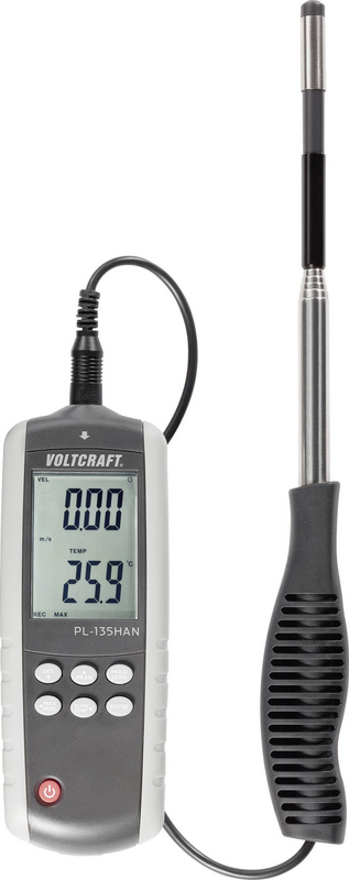 B-Ware Voltcraft Anemometer Pl 135 Han 0.1 Bis 25 M/S Externer Teleskop Hitzdrahtfühler