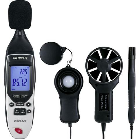B-Ware Voltcraft Um5/1 200 Umweltmessgerät Temperaturadapter Fühler Typ K 5in1 Lcd