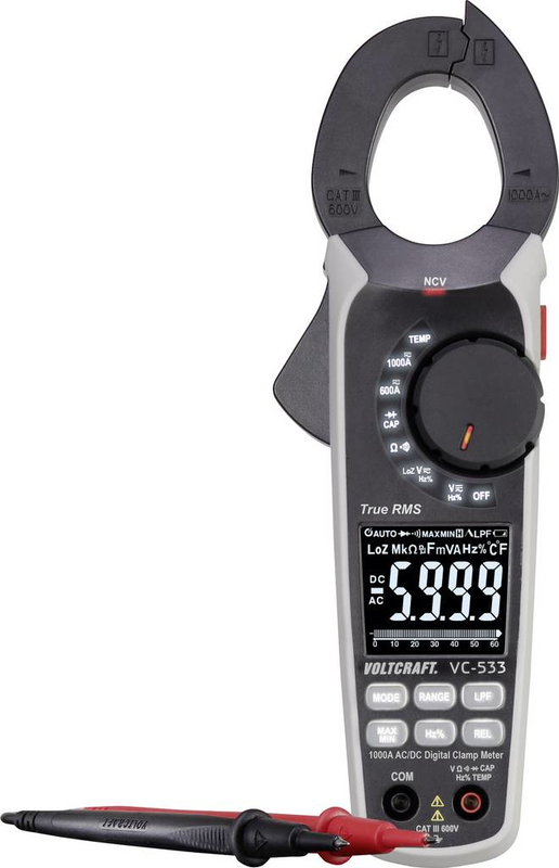 B-Ware Voltcraft Vc 533 Stromzange Kalibriert (Iso) Digital Cat Iii 600 V Messgerät