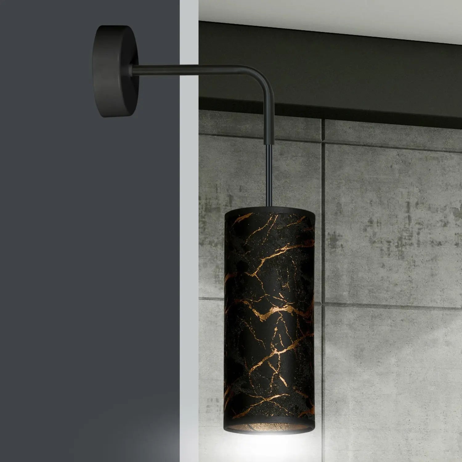B-Ware Emibig Lighting Joni Wandlampe Leuchte Schwarz Marmoriert Textil Beleuchtung