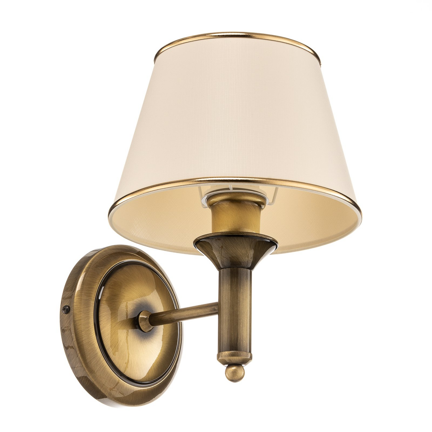 B-Ware Jupiter Wandleuchte Birmingham Messing Patiniert Creme Metall Leuchte E27 Led