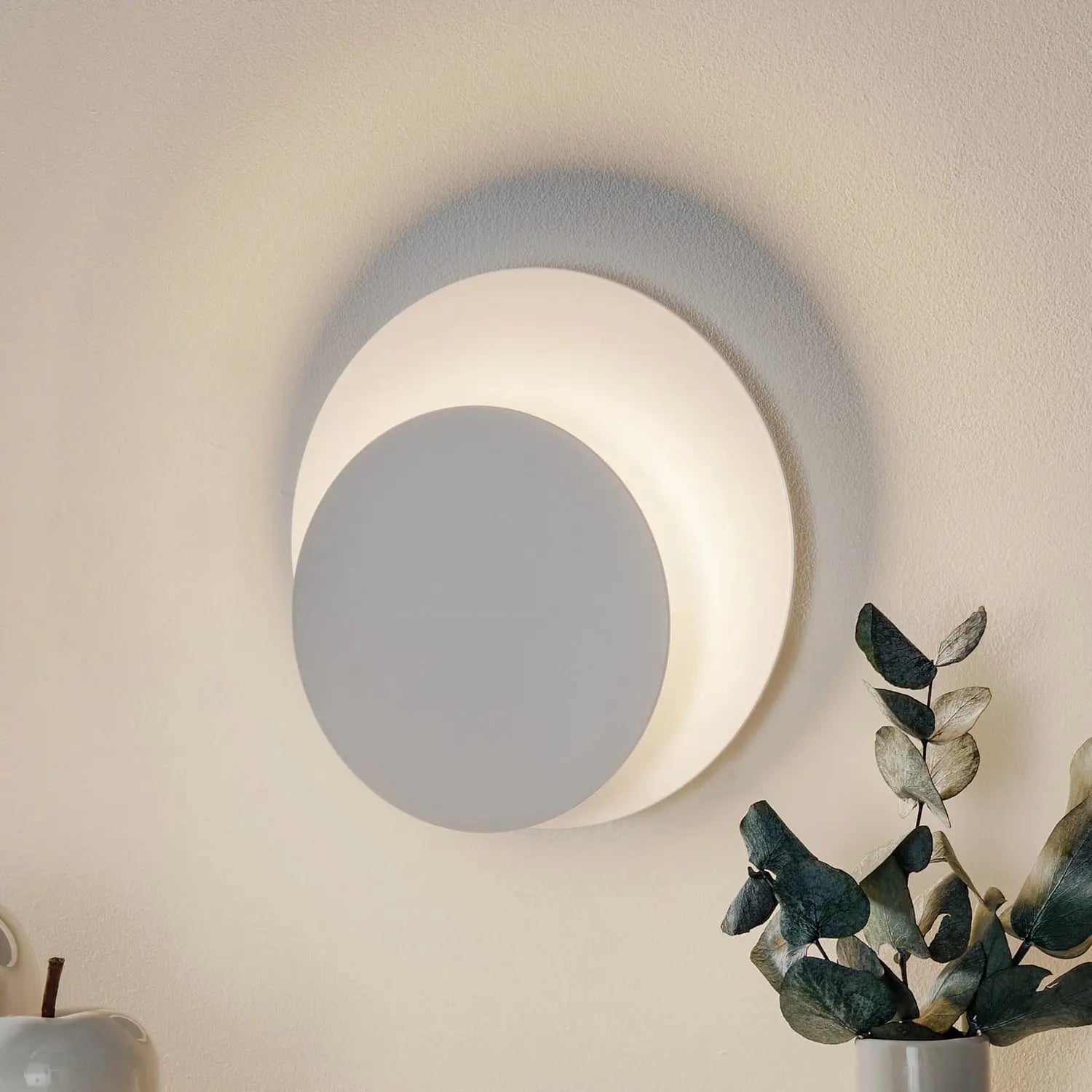 B-Ware Wandleuchte Wandlampe Circle Leuchte Lampe Rund Form Weiß Stahl Innenbeleuchtung