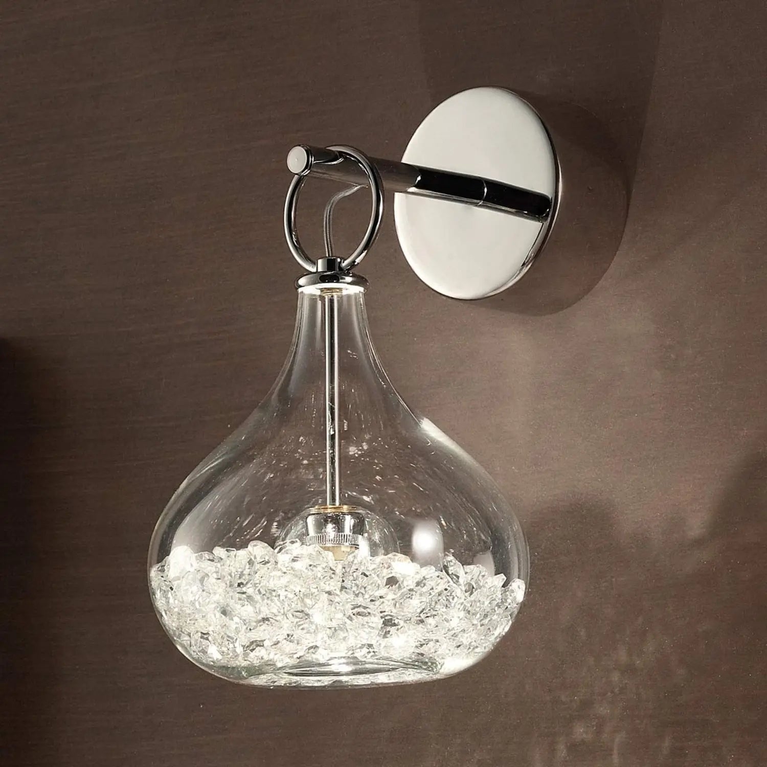 B-Ware Sil Lux Wandleuchte Wandlampe Graal Transparent Chrom Glas Kristall Einflammig