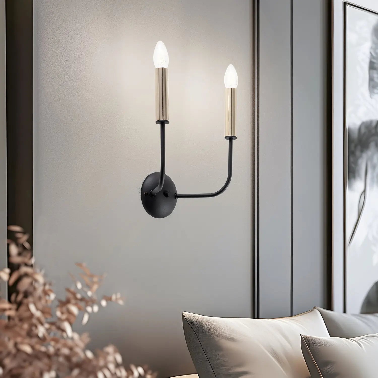 B-Ware Hedwig Wandleuchte Wandlampe Leuchte Leuchterdesign Schwarz Matt Gold Matt Stahl