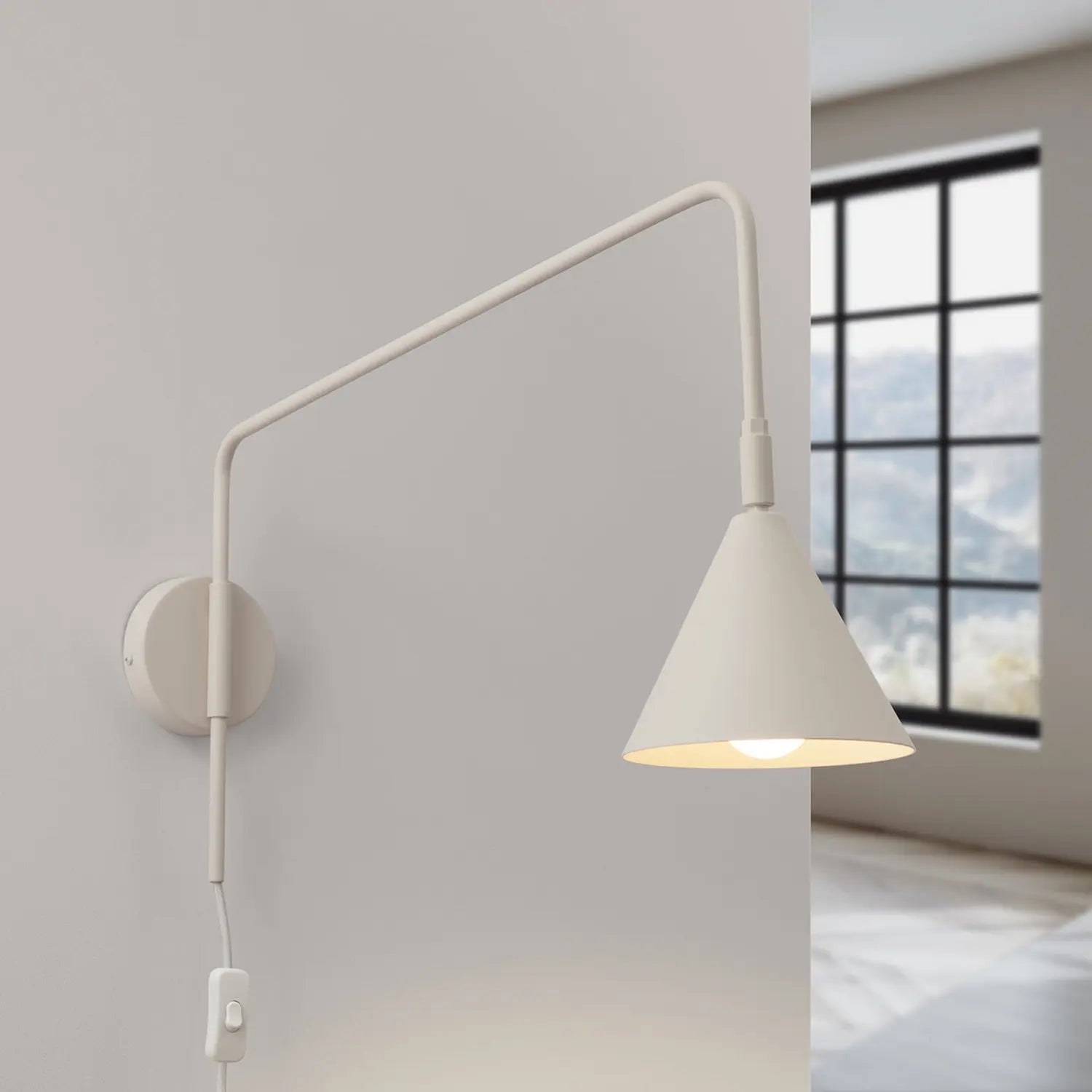 B-Ware Wandleuchte Wandlampe Lys Beige Stahl Stecker E14 Led Skandinavisch ø 14 Cm