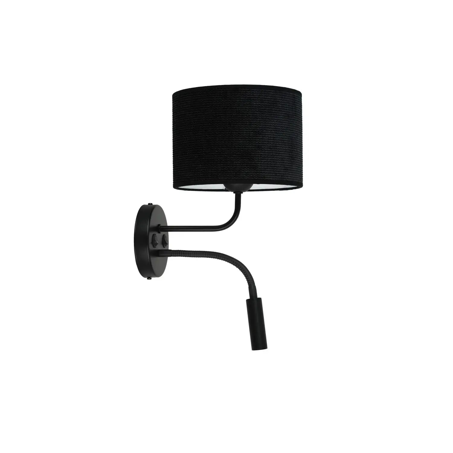 B-Ware Wandleuchte Roller Wandlampe Leselicht Cord Schwarz Metall Schwarz Schalter Led