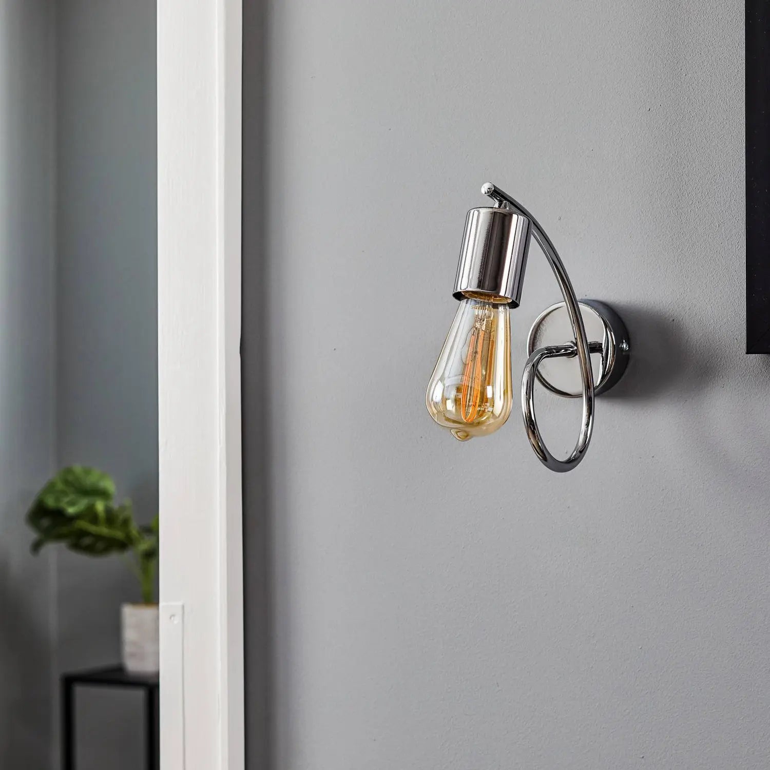 B-Ware Euluna Wandleuchte Wandlampe Tarnow Stahl Silber Wohnzimmer Esszimmer E27